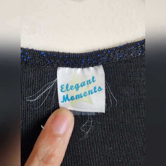 Women's Retro Blue Mesh Long Sleeve Button Blouse - Picture 4 of 5